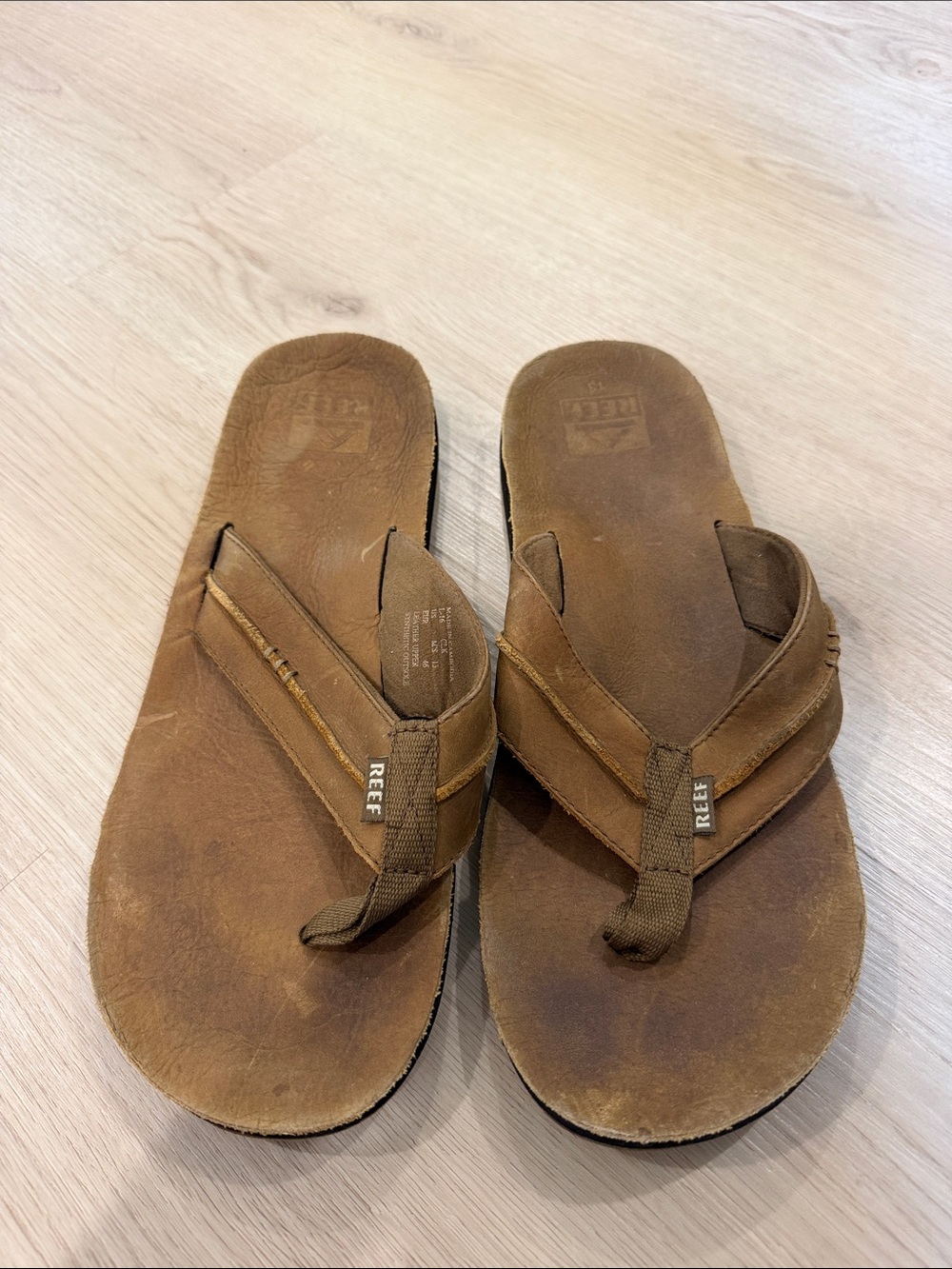 Reef 13 Brown Leather Strap Flip-Flops